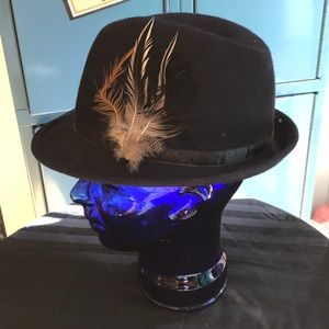 Dark Navy Blue Real Feather Hat 🍀